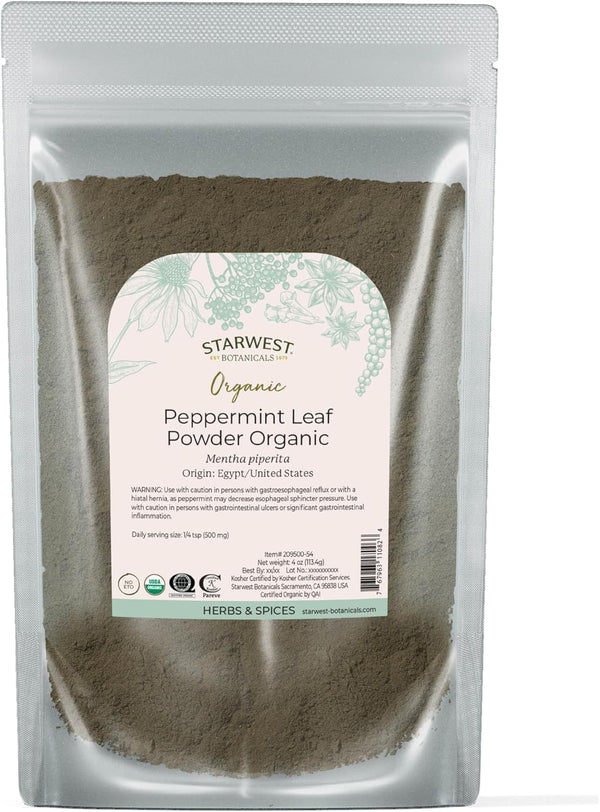Starwest Botanicals Organic Peppermint Leaf Powder - Dried Herb for Tea, Herbal