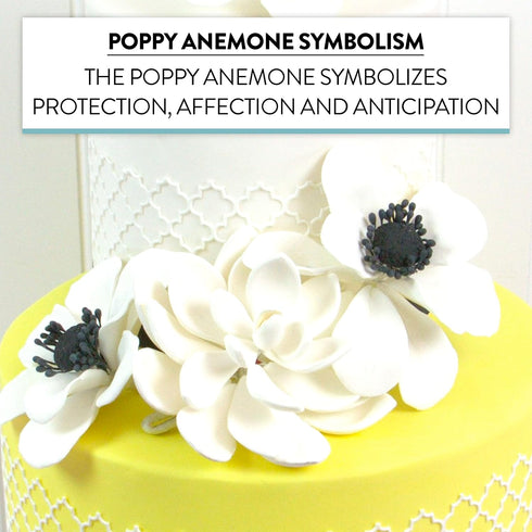 3 Count Global Sugar Art Poppy Anemone Sugar Cake Flowers White with Black Center, by Chef Alan Tetreault