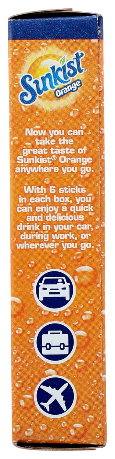 Sunkist 6 Count, 0.74 , Powdered Drink Mix Sticks Zero Sugar Singles to Go Orange Ounce