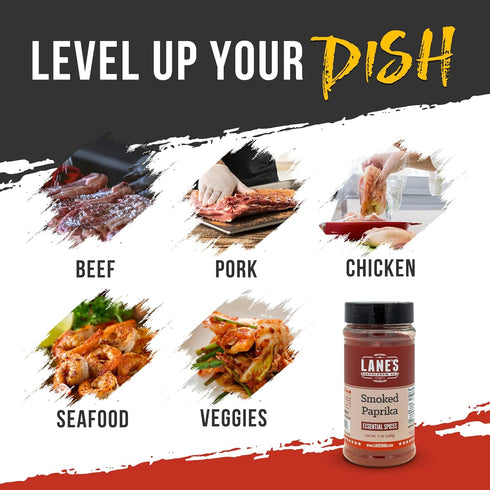7 Oz Lane's Smoked Paprika Powder, All-Natural Smoked Paprika Seasoning, Goes Well with Meat, Pork, and Vegetables