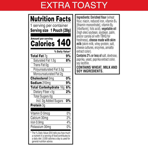 (40 Cheez-It Cheese Crackers, Baked Snack Crackers, Single Serve, Extra Toasty Pouches)