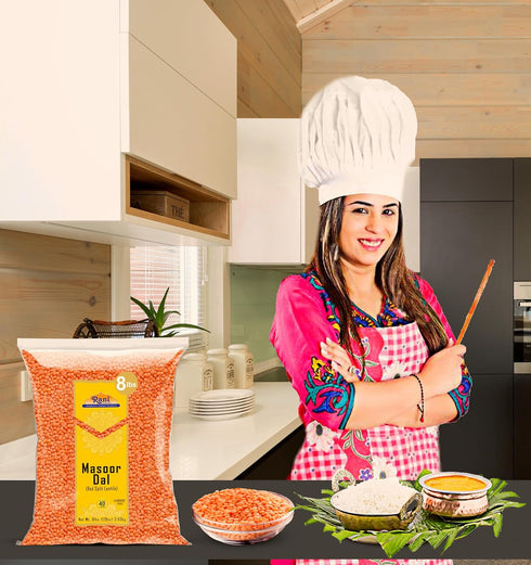 128oz (8lbs) 3.63kg Rani Masoor Dal (Indian Red Lentils) Split Gram Bulk ~ All Natural | Gluten Friendly | NON-GMO |