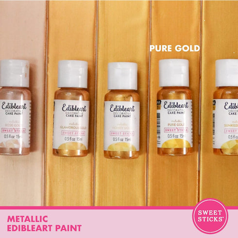 Sweet Sticks Edible Art Decorative Cake Paint, 0.5 Ounce (15 Milliliters) Metallic Pure Gold