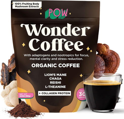 POW Wonder Coffee Premium Adaptogenic Mushroom Coffee for Focus & Calm Energy