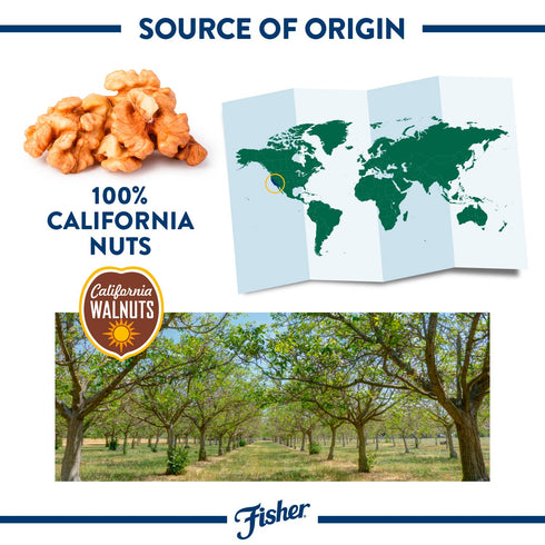 Fisher Chef's Naturals Walnut Halves & Pieces, 1 lb, 100% California Unsalted Walnuts for Baking & Cooking
