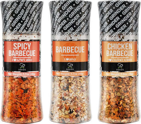 Set 3, 5.2oz(146g), Set, Set, Soeos Spice Seasoning of With Integrated Grinders, Salt and Pepper Grinder Pure and Fresh