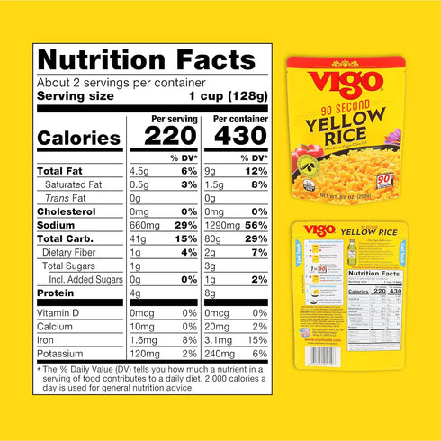 90 8.8 (Pack 1) Vigo Second Yellow Rice with Extra Virgin Olive Oil, Ounce