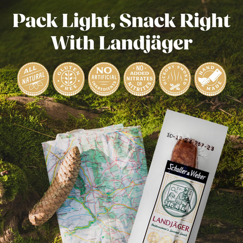 2 Oz (Pack 1) Schaller & Weber Landjaeger Smoked German Sausage, of | Hickory Smoked All Natural Cured Meat, Gluten
