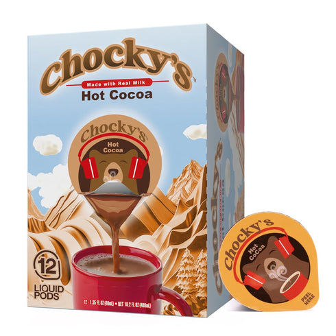 12 Count Chockys by Java House Single-Serve Hot Chocolate Pods - Peel and Pour Liquid Concentrate - Hot Chocolate