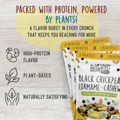 7g 4g 3-Pack (4.5 oz BeanVIVO Healthy Snacks for Adults & Kids with Protein & Fiber per Serving with Dried Edamame