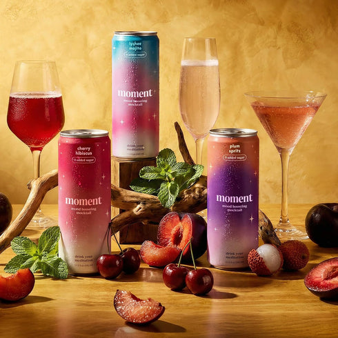 0 0 12 Pack 11.5 oz Moment Mocktails Non-Alcoholic Drinks (Shark Tank) - Calm, Clarity & Relaxation with L-Theanine