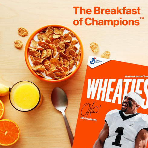 Wheaties 100% 15.6 oz Cereal, Breakfast of Champions, Jalen Hurts Cereal Box, Whole Wheat Flakes