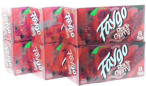 8-pack 12-fl. oz. (1) Faygo Black Cherry! flavored soda pop. cans in box
