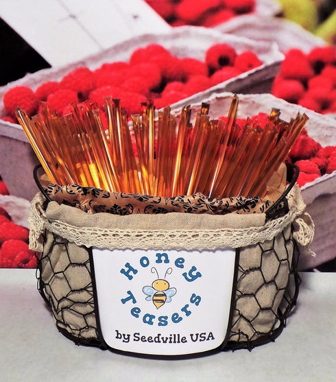 New 5 Pack RASPBERRY HONEY TEASERS Natural Honey Snack Sticks Honeystix Straws