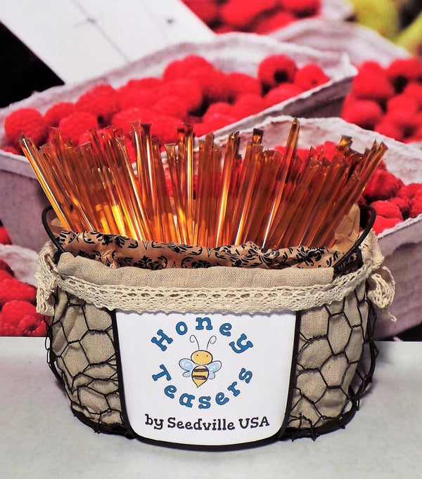 New 5 Pack RASPBERRY HONEY TEASERS Natural Honey Snack Sticks Honeystix Straws