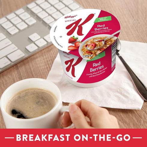 11 30oz (12 Kelloggs Special K Breakfast Cereal Cups, Vitamins and Minerals, Made with Real Strawberries, Red Berries