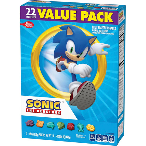 Pack, 22 17.6 oz Sonic The Hedgehog Fruit Flavored Snacks, Treat Pouches, Gluten Free Snack, Value Ct