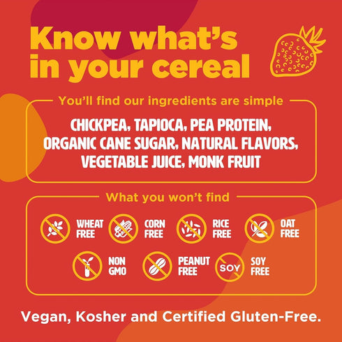 1 Pack Plant-Based and Vegan Breakfast Cereal by Three Wishes - Fruity, - More Protein and Less Sugar Snack