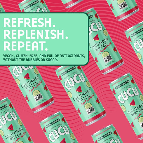 11 oz 12 Pack CUCU Pressed Cucumber + Watermelon Water Real Juice from Fresh Cucumbers and Watermelons with Vitamin C