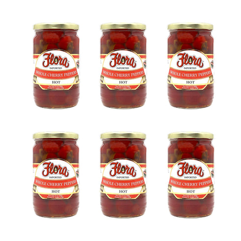 Flora Foods Whole Hot Cherry Peppers in Water & Vinegar Case of