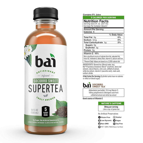 18 Bai Iced Tea, Socorro Sweet, Antioxidant Infused Supertea, Fluid Ounce Bottle