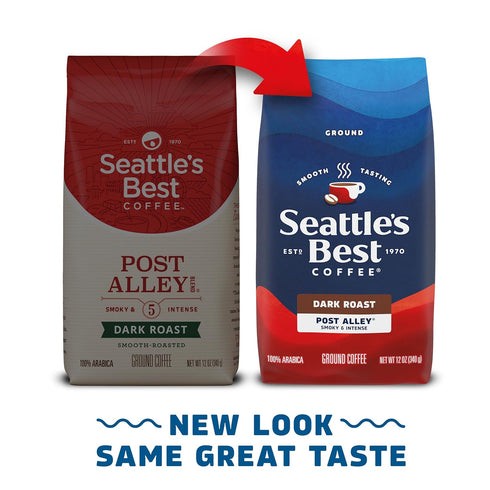 100% 6 (12 oz Seattles Best Coffee, Dark Roast Ground Coffee, Post Alley, Arabica, Bags Each)