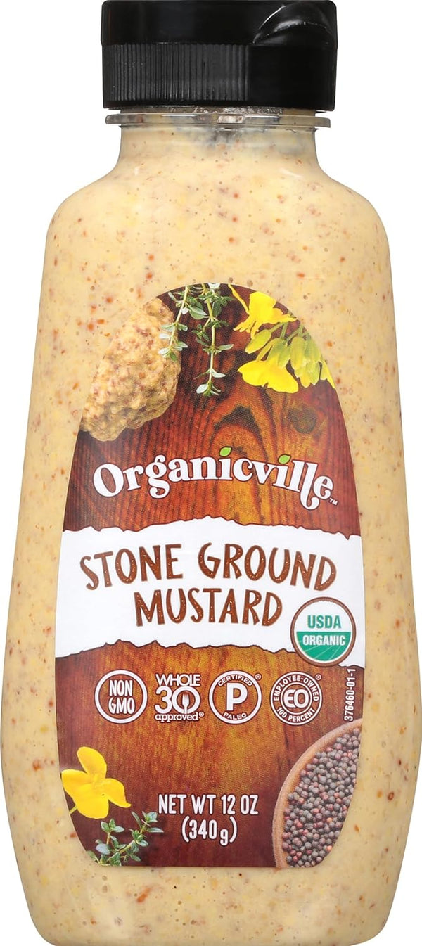Organicville Stone Ground Mustard - Organic Mustard, 0g Added Sugar, Mustard Stone