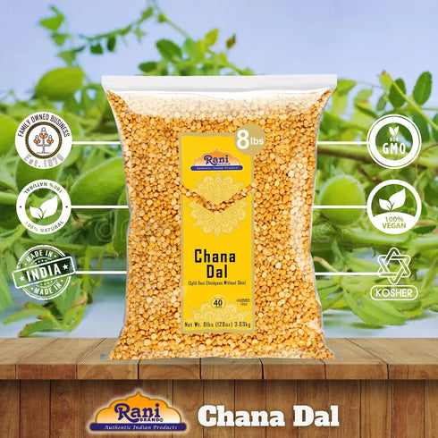 128oz (8lbs) 3.63kg Rani Chana Dal (Split Desi Chickpeas without skin) Bulk ~ All Natural | Gluten Friendly | NON-GMO |