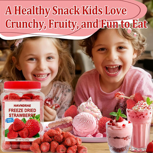 7oz Whole Freeze-Dried Strawberries - Dried Strawberry Snacks, Crispy Dehydrated Fruit Snack for Yogurt, Oatmeal