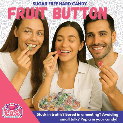 Sugar Free Assorted Fruit Disc Hard Candy | R.U.S. Candy Company | Guilt-Free Fruity Sweets, Individually Wrapped, Low
