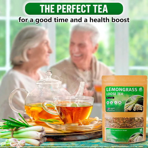 Lemongrass Tea Loose Leaf Bulk, 4 oz Herbal Tea, Caffeine Free Lemongrass Tea for Relaxation
