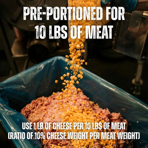 1 lb 1/4" 10 lbs 400F Bearded Butchers High-Temp Cheddar Cheese Shelf-Stable Cubes for Up to of Meat, High-Temperature
