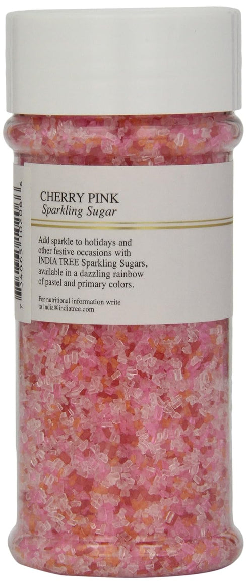 7.5 oz India Tree Cherry Pink Blend Sparkling Sugar, | Vibrant Pink, Red, Orange & White Decorating Sugar Mix