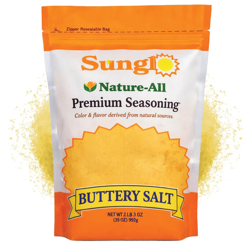 Sunglo Nature-All Buttery Salt, Popcorn Salt 35oz Resealable Bag Bag, Natural Butter