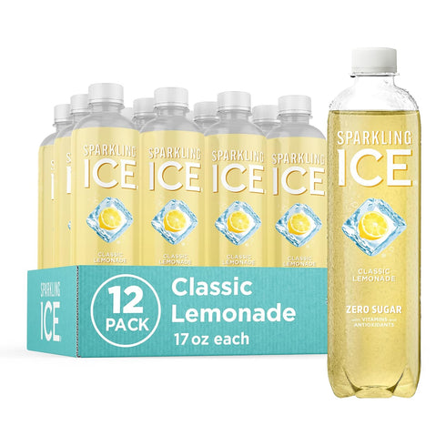 Sparkling Ice, Classic Lemonade Sparkling Water, Zero Sugar Flavored Water, with Vitamins