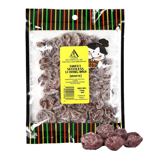 Asia Trans Sweet Seedless Li Hing Mui Crack Seed Plums, 4 oz, Naturally Sweet Dried Asian Plum Candy