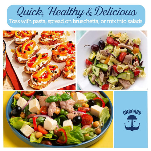 (5.64 oz, Pack 6) Onboard Ready to Eat Italian Tuna Salad - Tuna Snacks with Beans, Chickpeas, Peas & Peppers