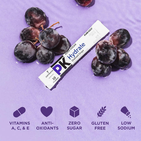 12 6 Packets 72 Packets PURE KICK Hydration Singles to Go Drink Mix, Concord Grape, Includes Boxes with in Each Box