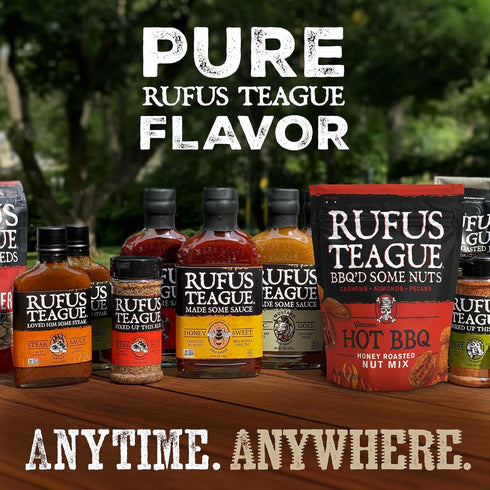 9 oz Rufus Teague Hot BBQ Honey Roasted Nuts Mix, Sweet & Spicy Almonds, Cashews & Pecans, Resealable Pouch (No