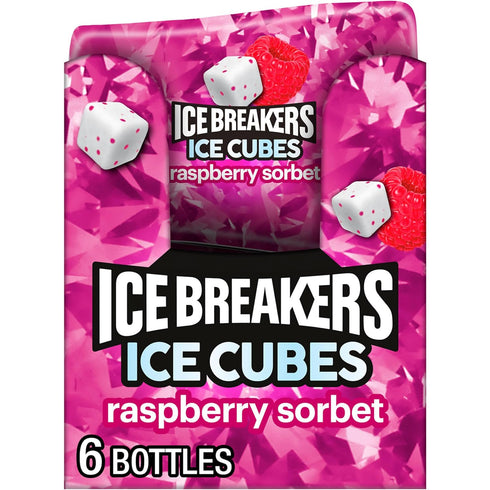 ICE BREAKERS Ice Cubes Raspberry Sorbet Flavored Sugar Free Chewing Gum Bottles,