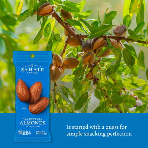 1.5 oz (18 Packs) Sahale Snacks California Dry Roasted Almonds, Grab & Go Bags - Dry-Roasted Almonds with a Touch