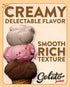 4 1 Pack 6) Junket Gelato Mix: Stracciatella (Vanilla Chocolate), Dark Chocolate, & Strawberry Cheesecake, Homemade