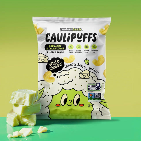 (30 0.75oz CauliPuffs - Corn, Rice, and Cauliflower Gluten Free Puffed Snack x Bags, White Cheddar)