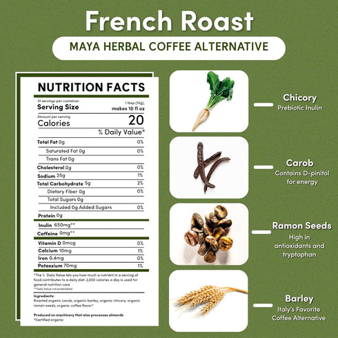 11 Teeccino French Roast Chicory Coffee Alternative, Ounce: Ground Herbal Coffee Thats Prebiotic, Caffeine-Free