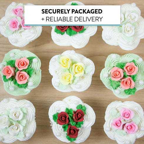 18 Count Global Sugar Art Rose Sugar Flowers, Pink Unwired, Very Small, by Chef Alan Tetreault