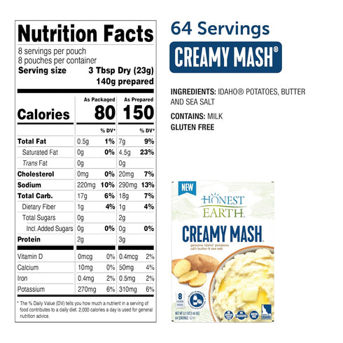 3.2 lbs (Pack 8) Honest Earth Creamy Mash Potatoes