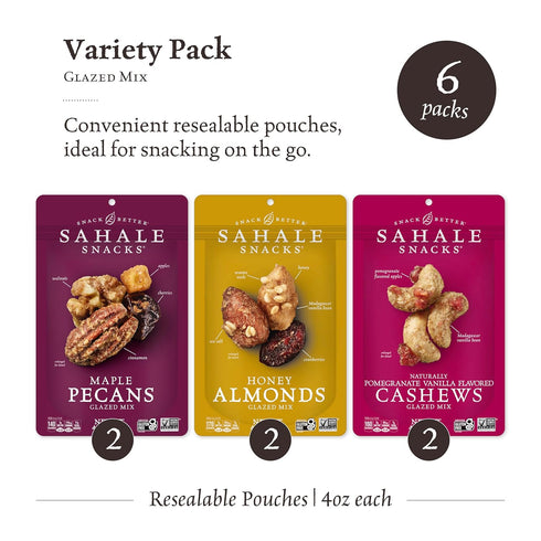 Pack, 4 (Pack 6) Sahale Snacks Glazed Nut Mix Variety Ounces
