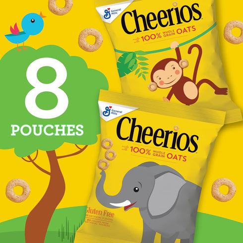 8 7.36 oz Cheerios Cereal Pouches, Whole Grain Oats, Gluten Free, Pouches