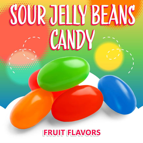 2-Pound Pack Sour Jelly Beans Candy | | Zesty Fruit Flavors | Sour Candy | Bulk Jelly Beans | Orange, Grape, Fruit