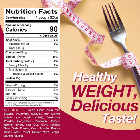 7 ProtiDIET Cream of Mushroom Soup Mix - Gluten-Free, Low Sugar, Low Fat, Quick and Easy-to-Prepare High Protein Creamy